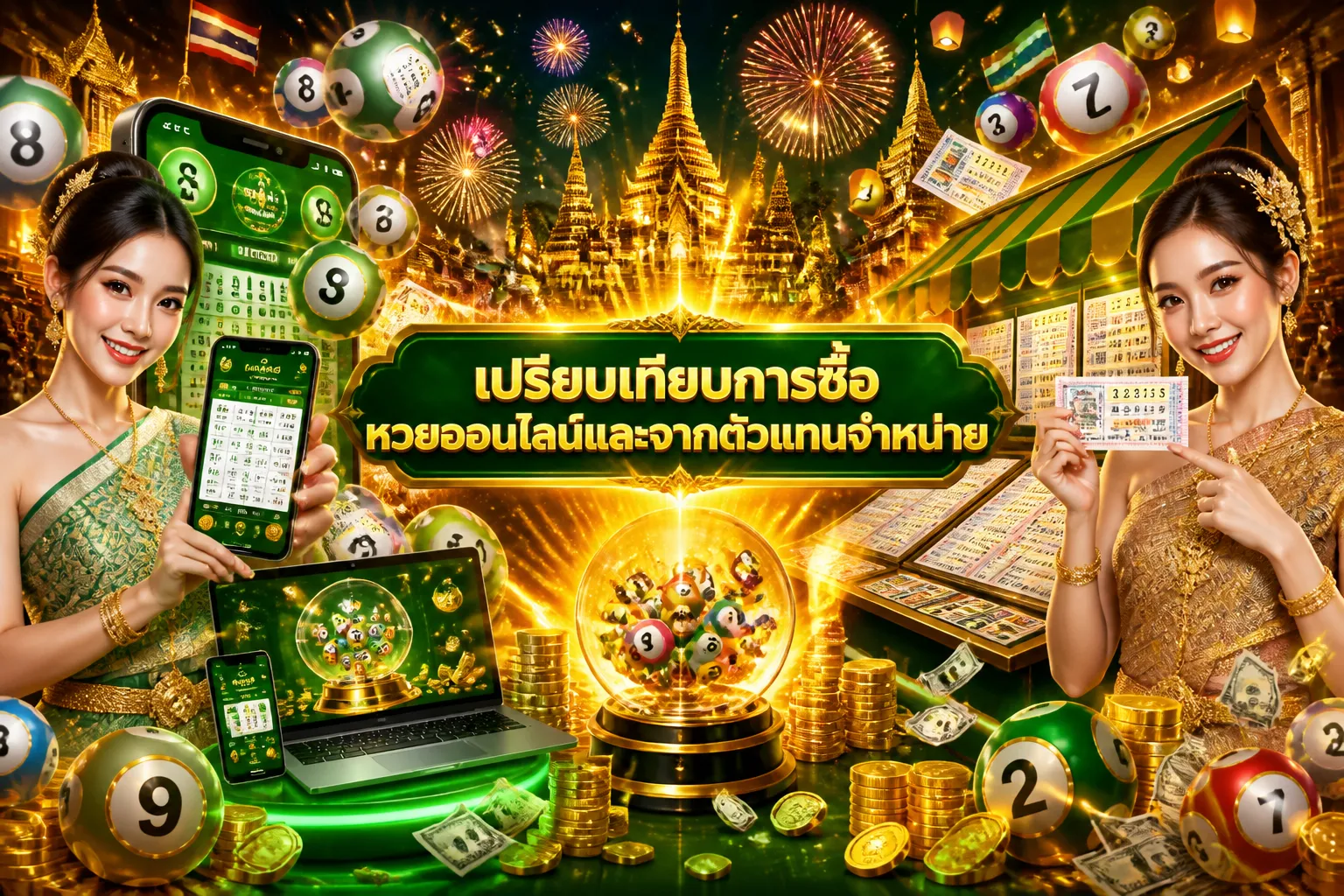 ภาพประกอบหัวข้อ เปรียบเทียบการซื้อหวยออนไลน์และจากตัวแทนจำหน่าย